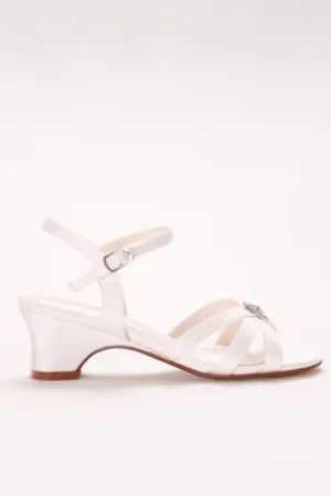 Girls Strappy Satin Sandals with Rhinestones
