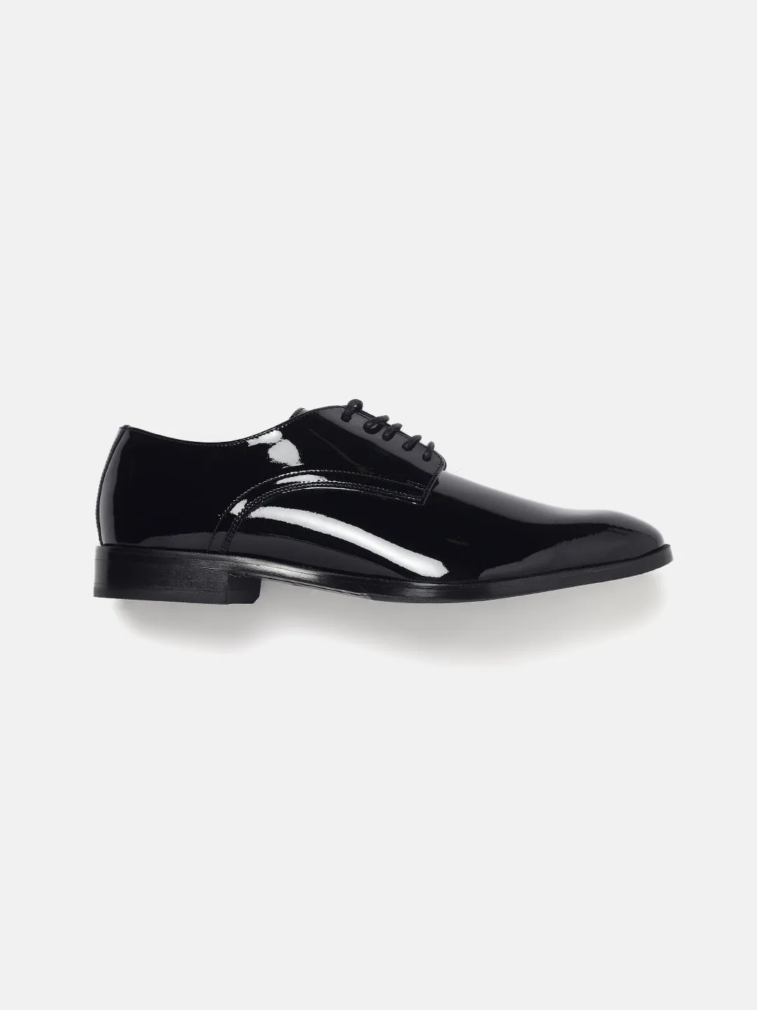 Gordon And Bros Patent Black Men Plain Derby Lace Up Shoes
