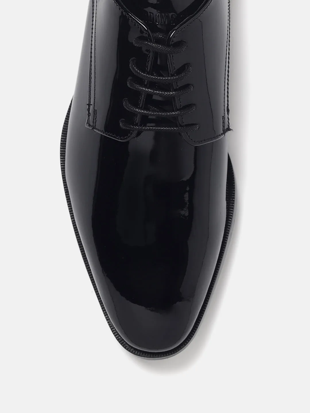 Gordon And Bros Patent Black Men Plain Derby Lace Up Shoes