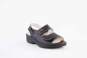 HALLUX - 33803 10 WEDGE DOUBLE VELCRO COMFORT SANDAL - BLACK