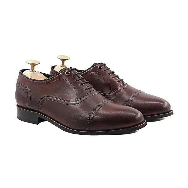 Handmade Men Dark Brown Leather Lace Up Dress Shoes, Formal Business Shoes