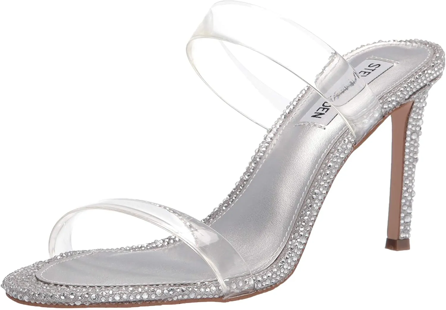 Heeled Steve Madden Round-toe Slides Detail Clear Clear Best-priced Band Dual-purpose Just Double Sandals