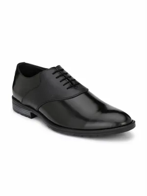 Hitz Men's Black Leather Lace up Formal Shoes