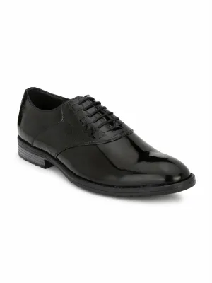 Hitz Men's Black Leather Lace up Formal Shoes