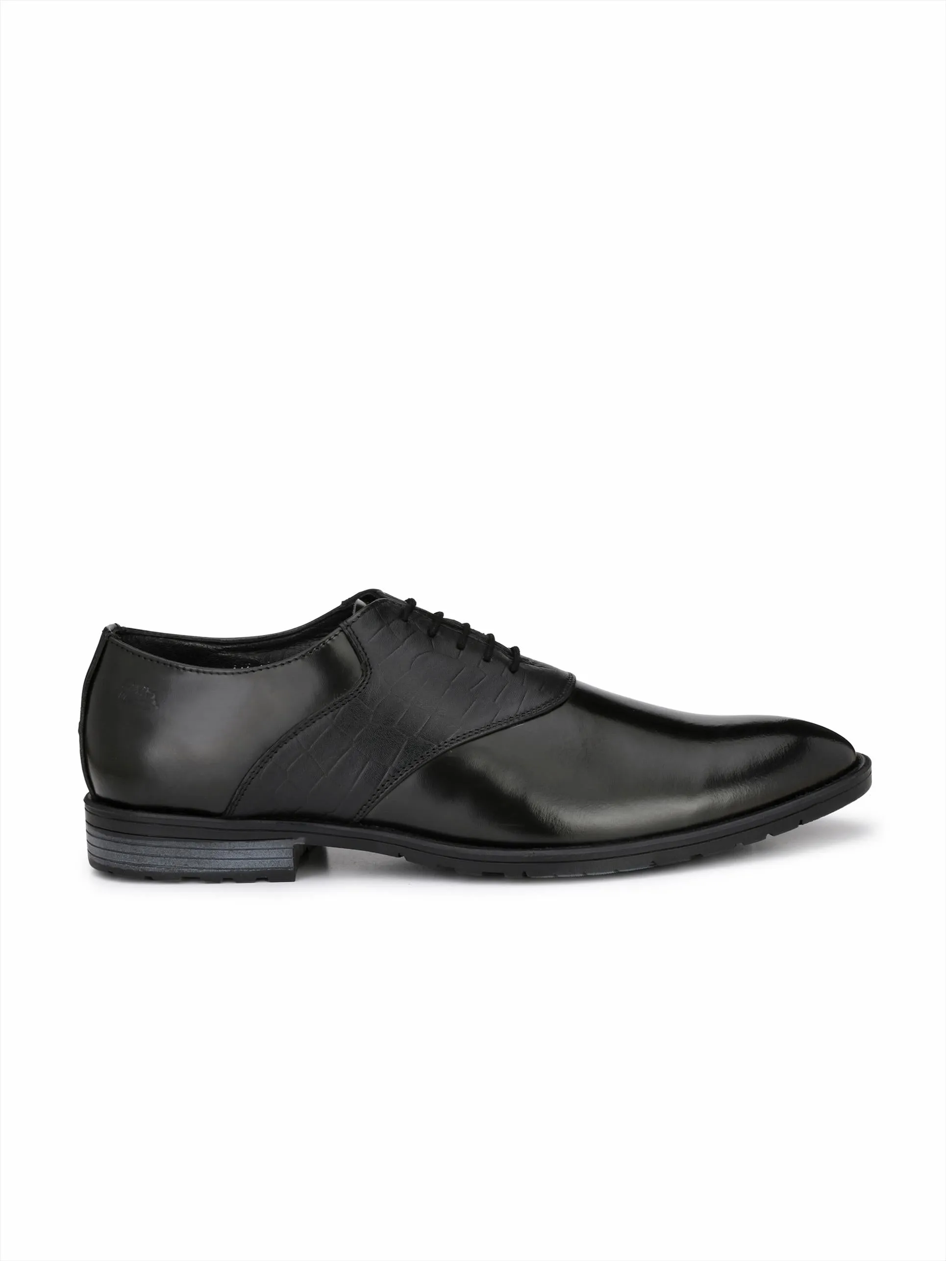 Hitz Men's Black Leather Lace up Formal Shoes