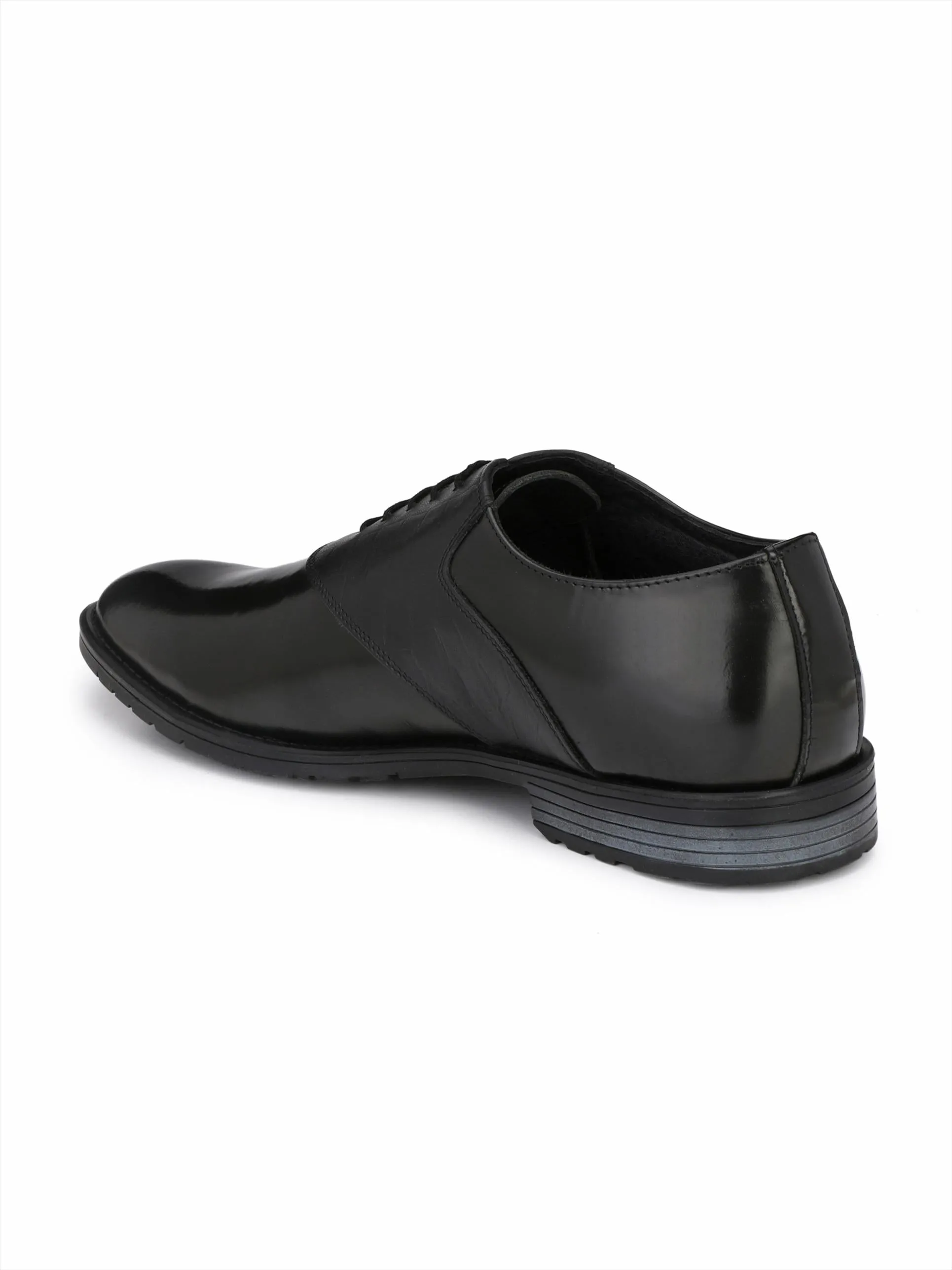 Hitz Men's Black Leather Lace up Formal Shoes