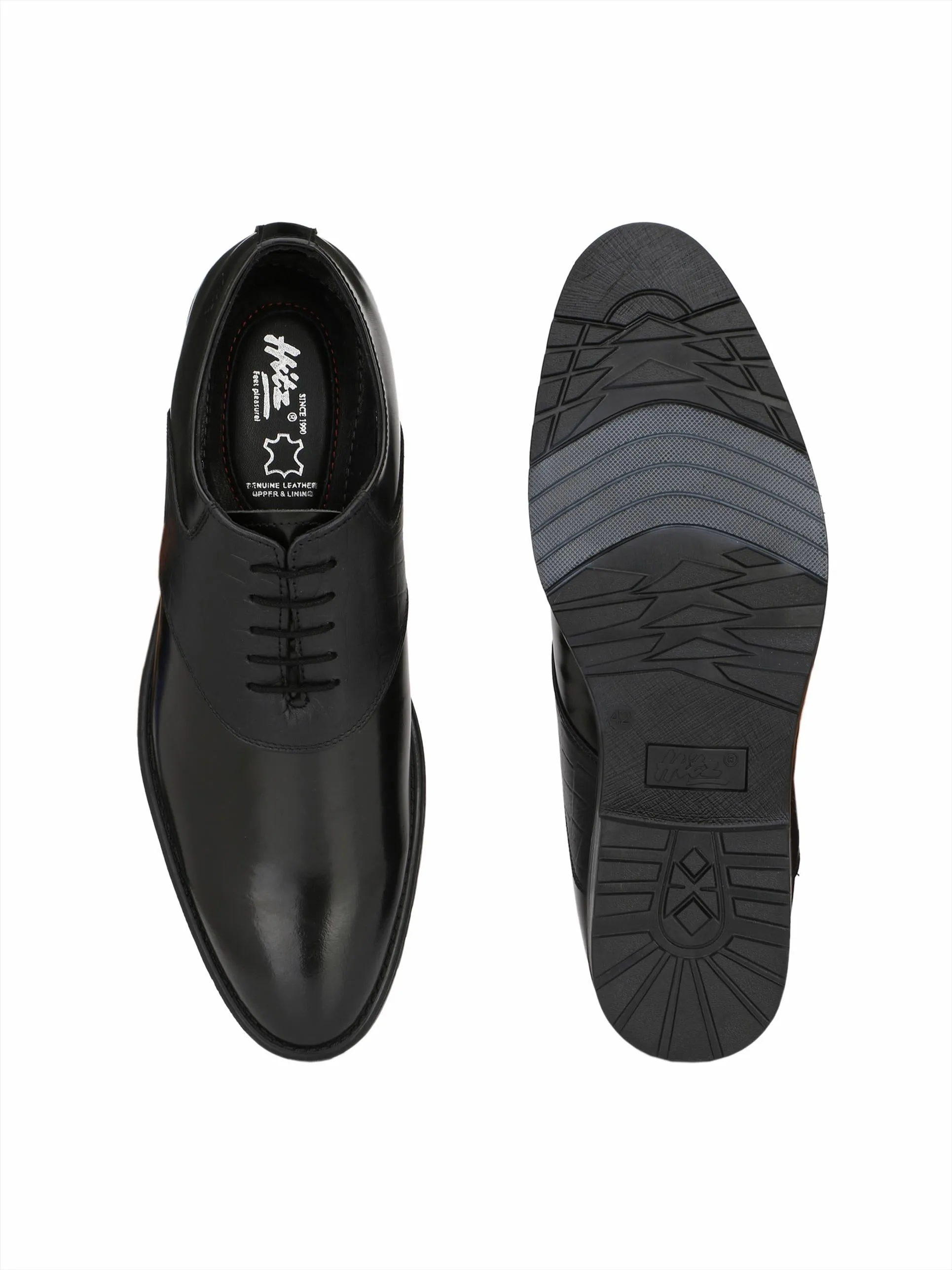 Hitz Men's Black Leather Lace up Formal Shoes