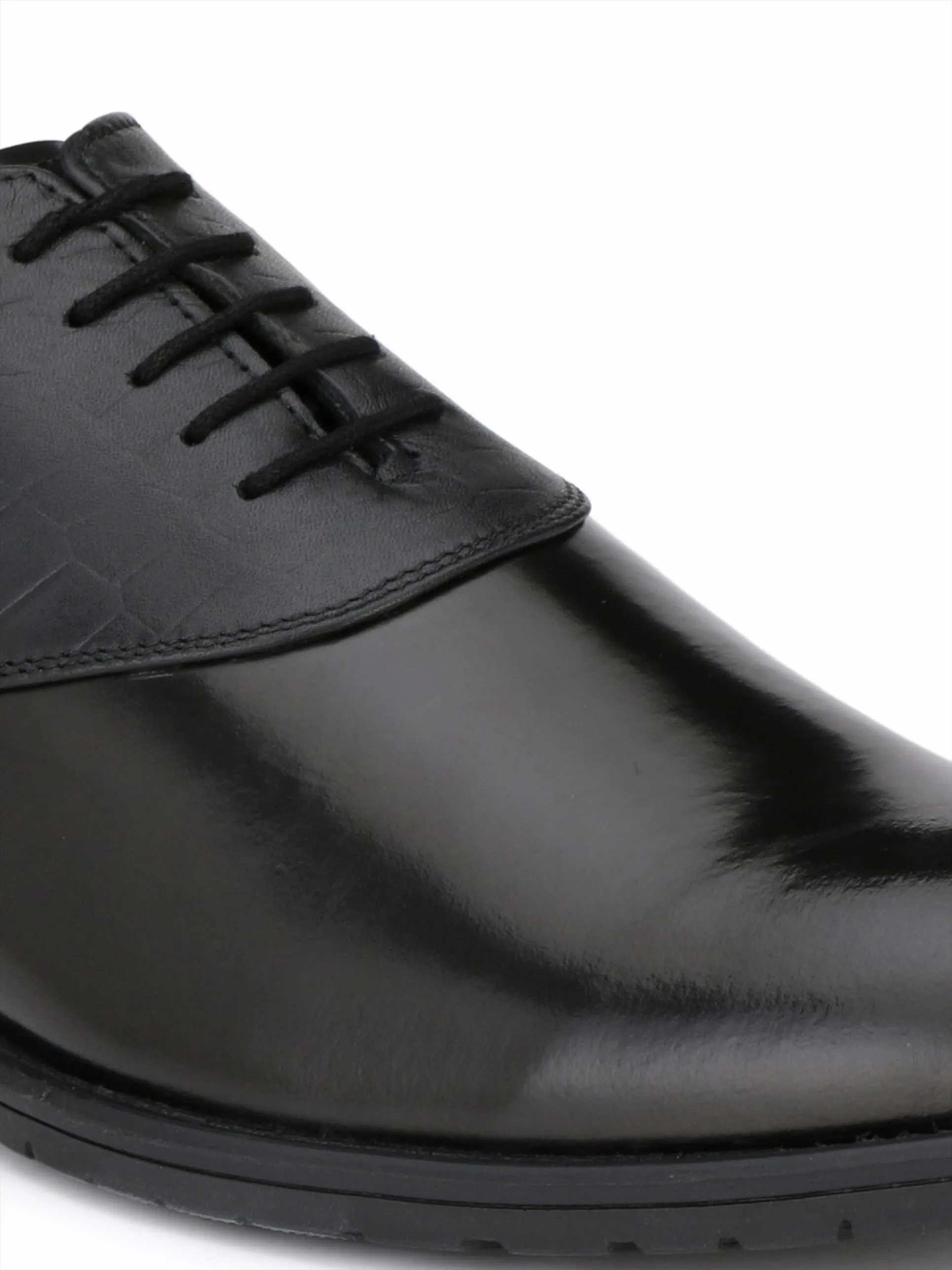 Hitz Men's Black Leather Lace up Formal Shoes