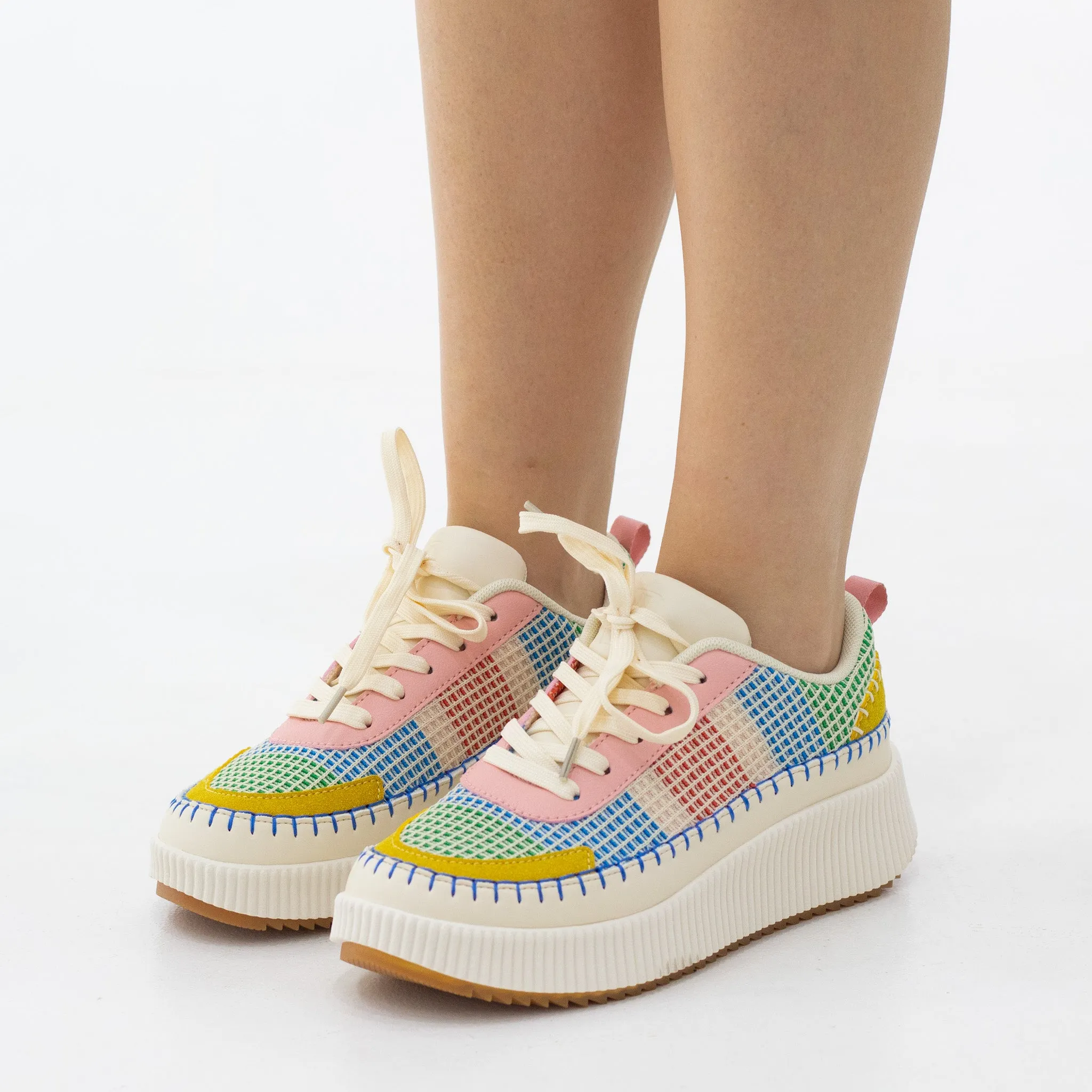 Inga flat-foam embroidered lace-up casual sneaker