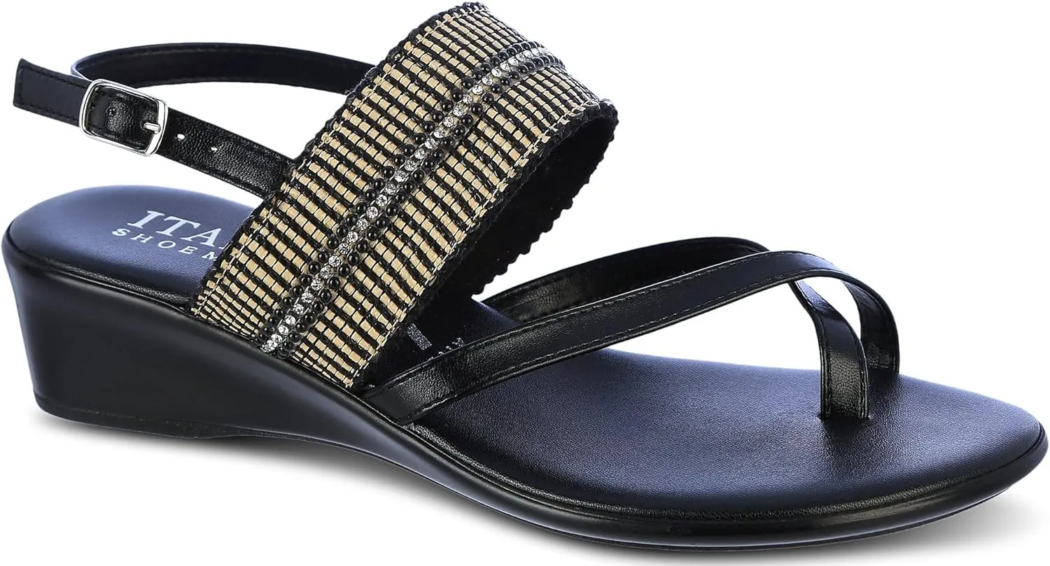 ITALIAN Shoemakers Womens Firefly Wedge Sandal 9 Black