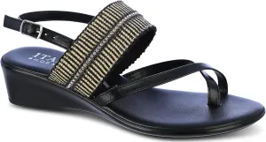 ITALIAN Shoemakers Womens Firefly Wedge Sandal 9 Black