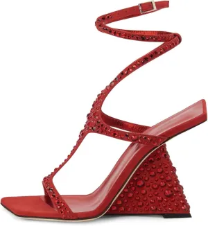 Kluolandi Women's Wedge Heeled Sandals Open Toe Criss-cross Strappy Sandals Heels Dress Shoes with Cut-out Design