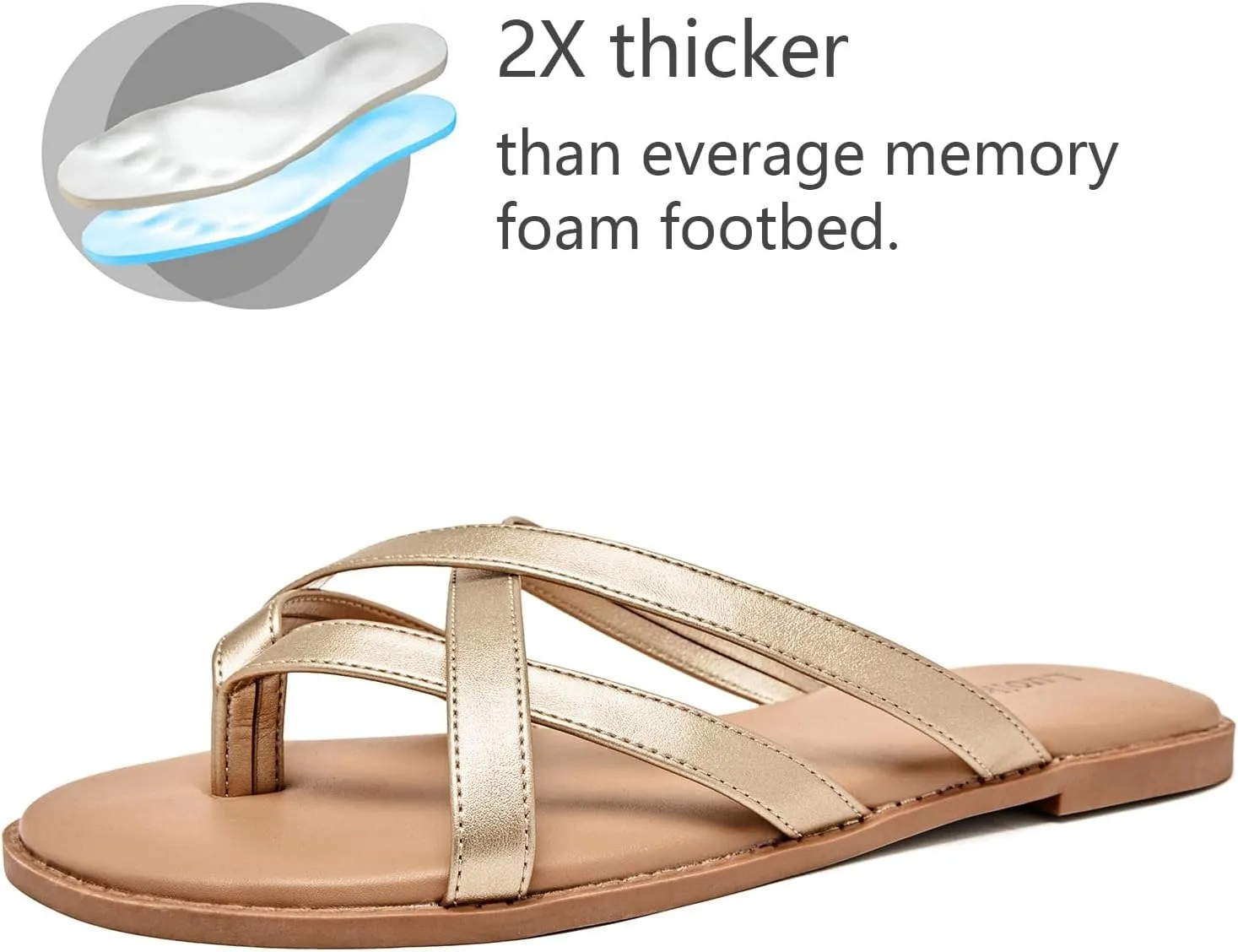 Luoika Women's Wide Width Flat Sandals, Flip Flop Slides Sandal Casual Strapy Sandal Slip on Summer Beach Shoes for Women.