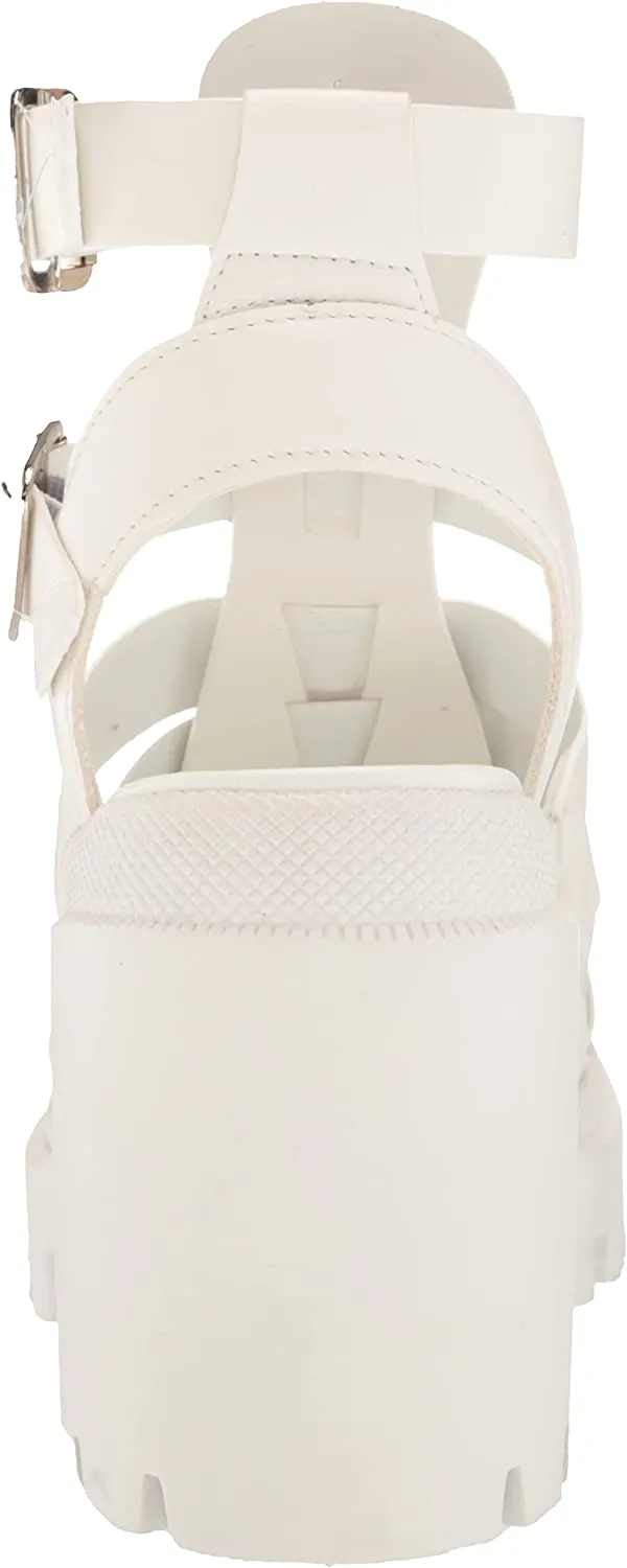Machine learning Heel Steve Cosmic Strappy Squared Madden Heeled Special edition Toe Block Sandals Buckle White