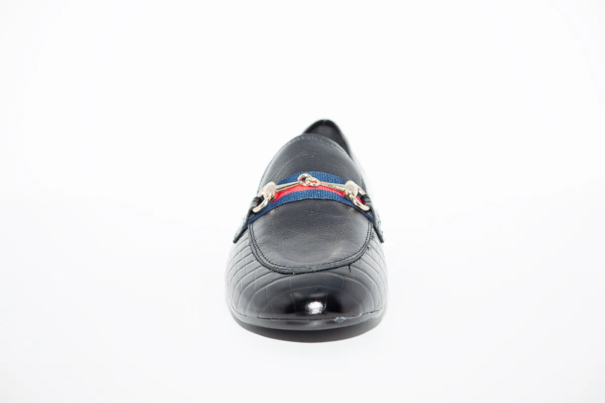 MARIA JAEN - 1505N FLAT CASUAL LOAFER - BLACK LEATHER/CROC