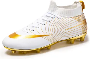 MDPCX Competitive Unisex Kids Soccer Shoes Men Indoor Outdoor Football Boots Athletic Turf Team Cleat Running Sports Lightweight Breathable Anti-Skid Damping Shoes