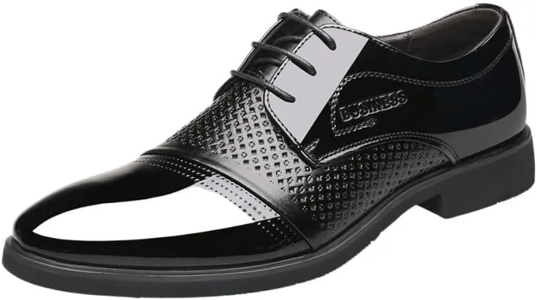Men's Breathable Comfortable Business Lace Up Oxford Shoes Casual Oxfords Lightweight Walking Shoes Derby Shoes Work Office Business Height-Increasing Shoes