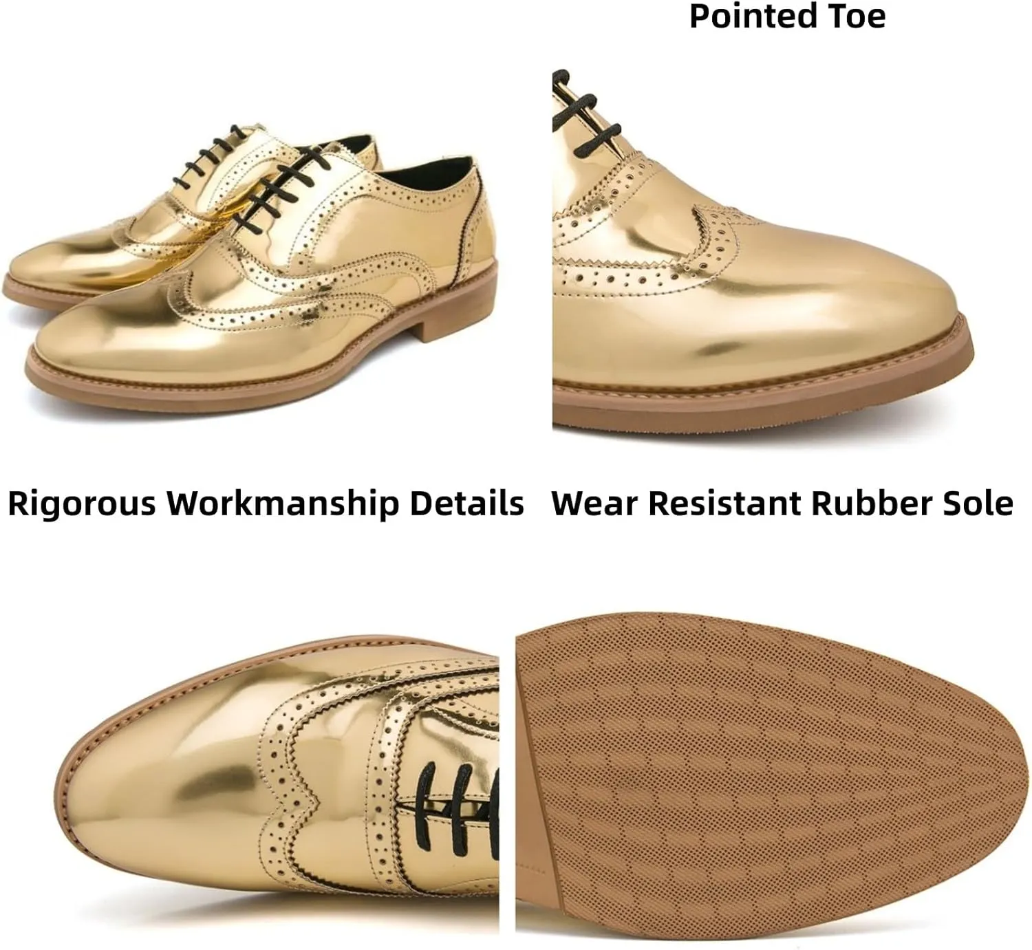 Mens Brogue Patent Leather Lace Up Formal Oxford Classic Wing Tips Tuxedo Modern Business Dress Wedding Derby Shoes