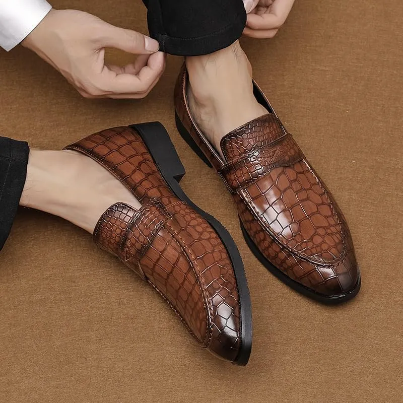 Men's Business Casual Leather Oxford Shoes Comfortable Lace Up Dress Shoes Office Work Non-Slip Derby Shoes(Brown,10)