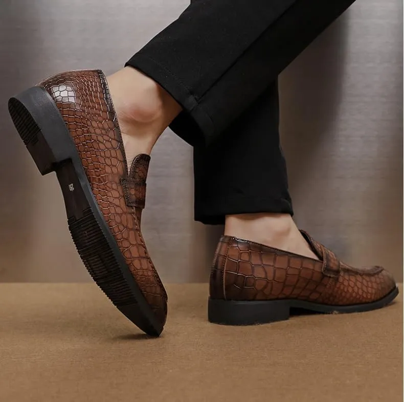 Men's Business Casual Leather Oxford Shoes Comfortable Lace Up Dress Shoes Office Work Non-Slip Derby Shoes(Brown,10)