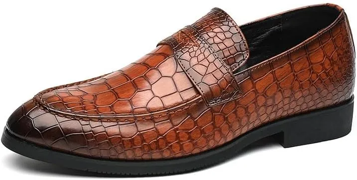 Men's Business Casual Leather Oxford Shoes Comfortable Lace Up Dress Shoes Office Work Non-Slip Derby Shoes(Brown,10)