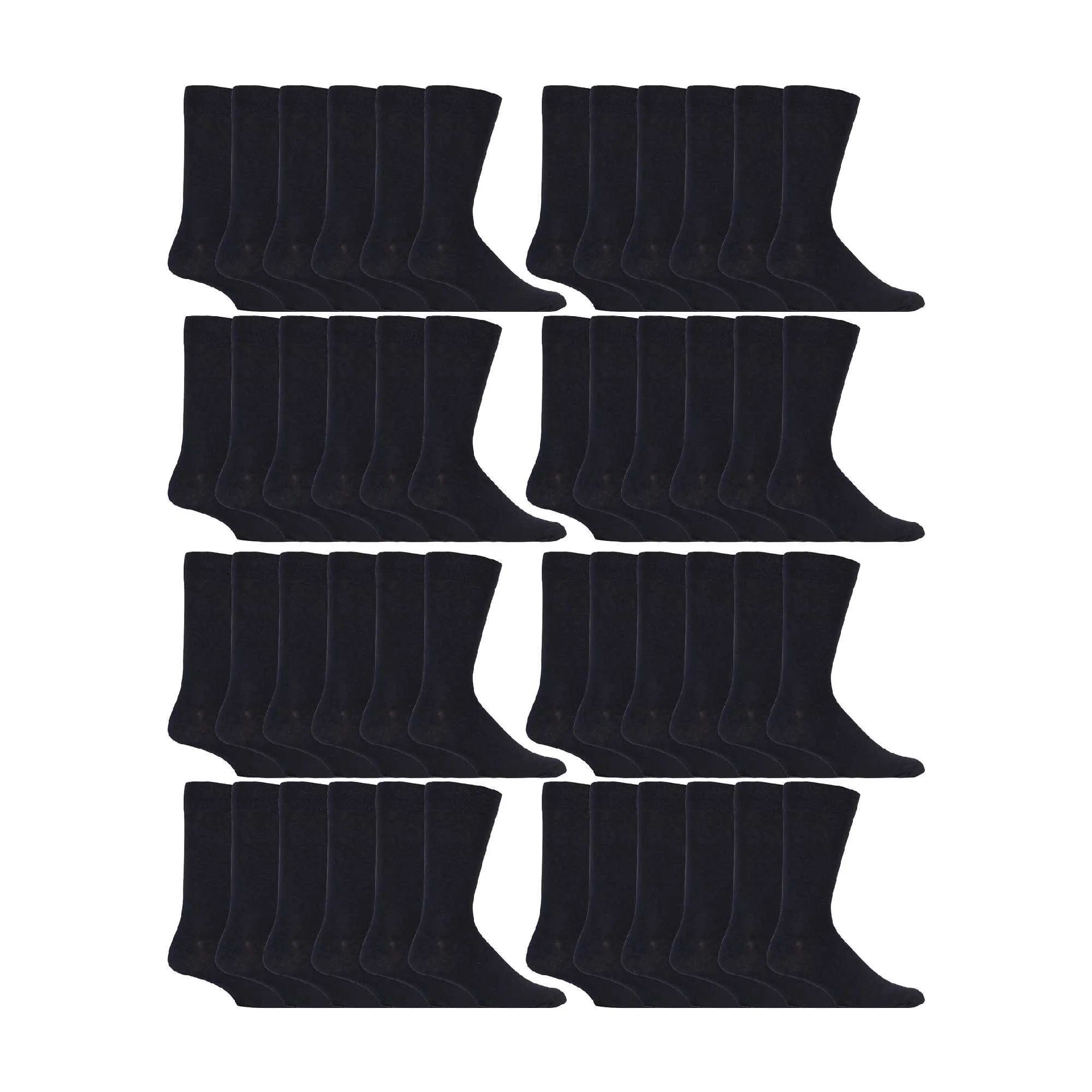 Mens Cotton Plain Black Dress Socks (Multipack Options)