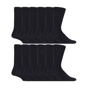 Mens Cotton Plain Black Dress Socks (Multipack Options)