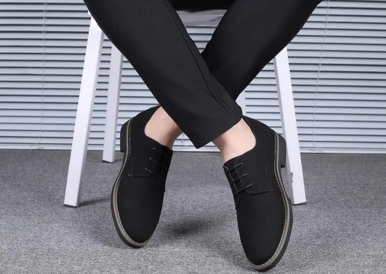 Men's Suede Dress Oxfords Shoes Fashion Round-Toe Lace up Low Top Nubuck Leather Casual Shoes Classic Business Formal Derby Shoe