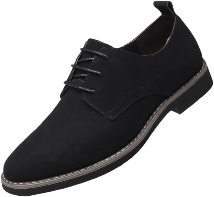 Men's Suede Dress Oxfords Shoes Fashion Round-Toe Lace up Low Top Nubuck Leather Casual Shoes Classic Business Formal Derby Shoe