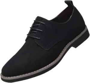 Men's Suede Dress Oxfords Shoes Fashion Round-Toe Lace up Low Top Nubuck Leather Casual Shoes Classic Business Formal Derby Shoe