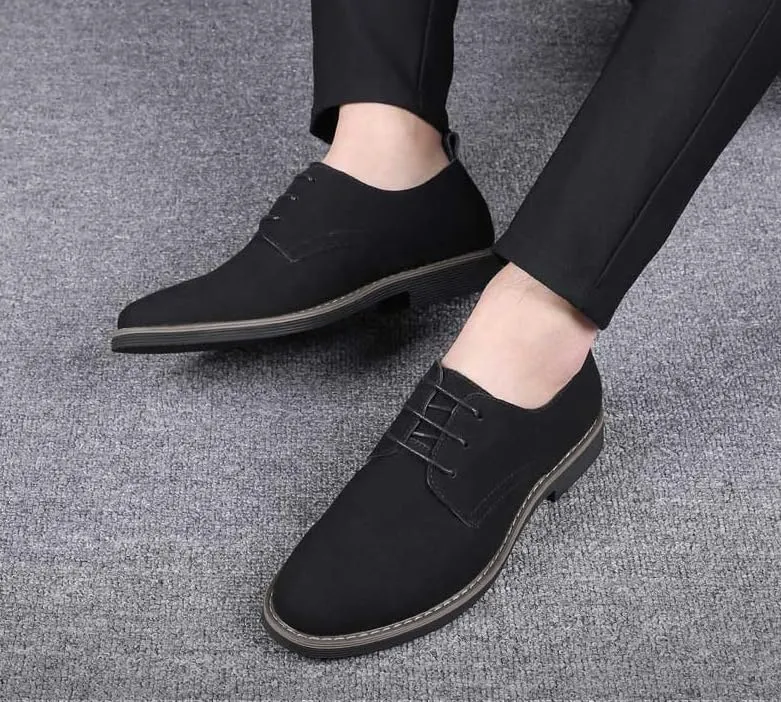 Men's Suede Dress Oxfords Shoes Fashion Round-Toe Lace up Low Top Nubuck Leather Casual Shoes Classic Business Formal Derby Shoe