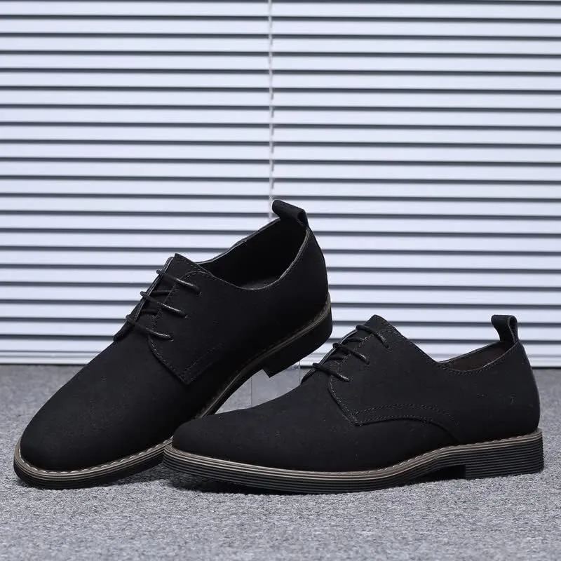 Men's Suede Dress Oxfords Shoes Fashion Round-Toe Lace up Low Top Nubuck Leather Casual Shoes Classic Business Formal Derby Shoe
