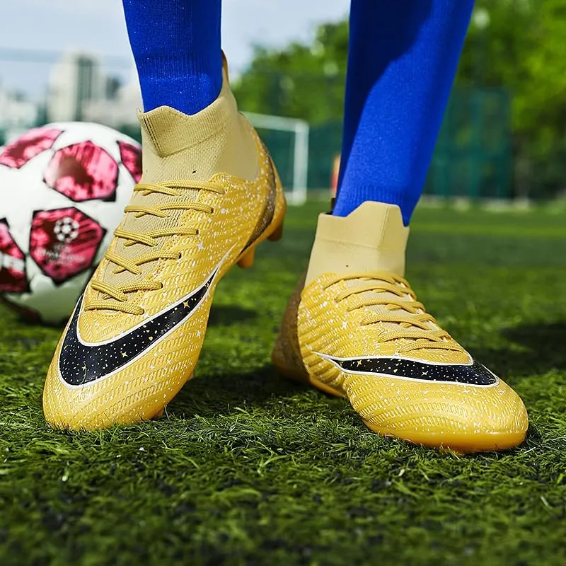 Men's Womens Soccer Shoes Football Cleats High-Tops Lace-Up Non-Slip Spikes Indoor Outdoor Sports Athletic Baseball Lacrosse Sneaker