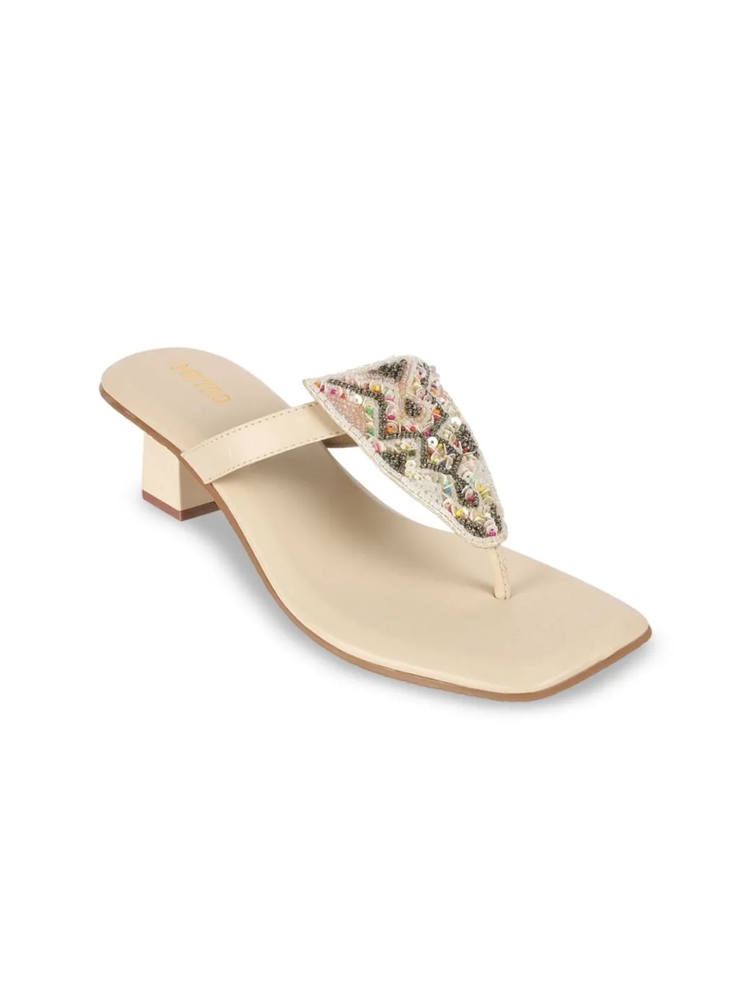 Metro Women Ethnic Embellished Block Heel Sandals