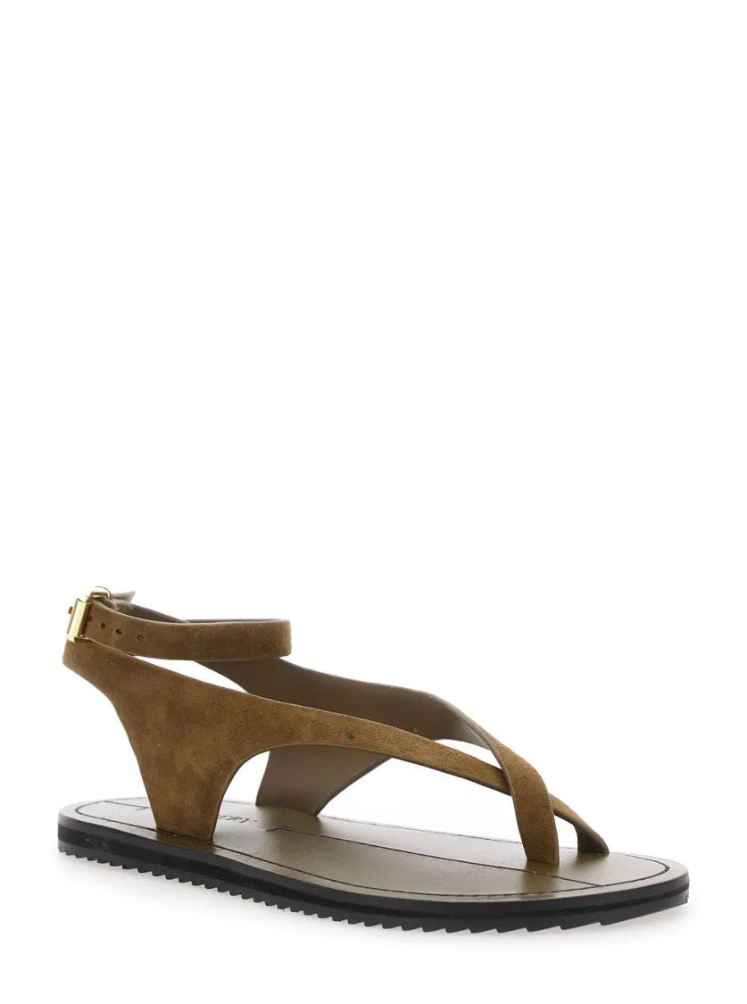 Millar' Brown Sandals With Criss-Crossed Straps