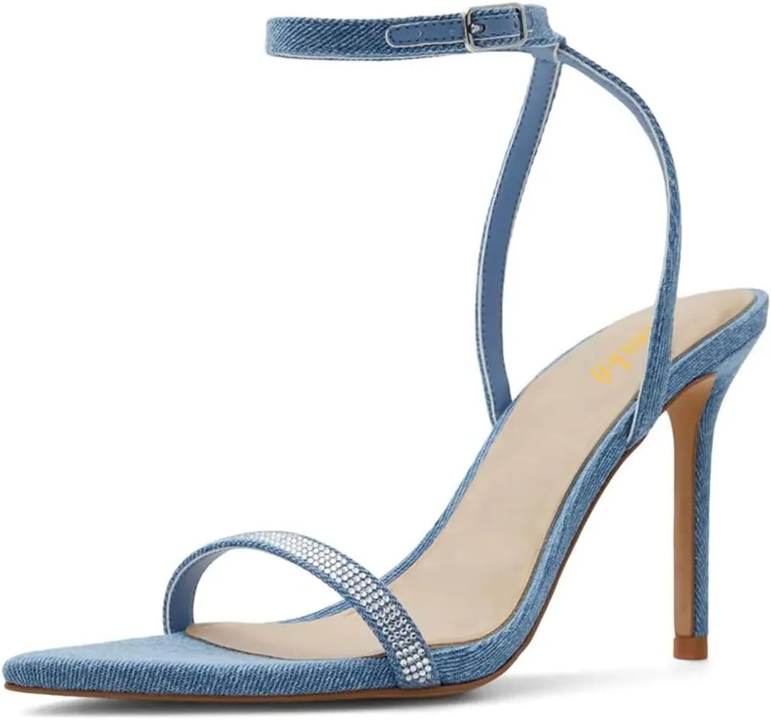 miss left Womens Open Pointed Toe Super High Heel Sandals Narrow Strap Buckle Stiletto Heels Pumps Chic Cocktail Club Dress Shoes Size 4-16 US