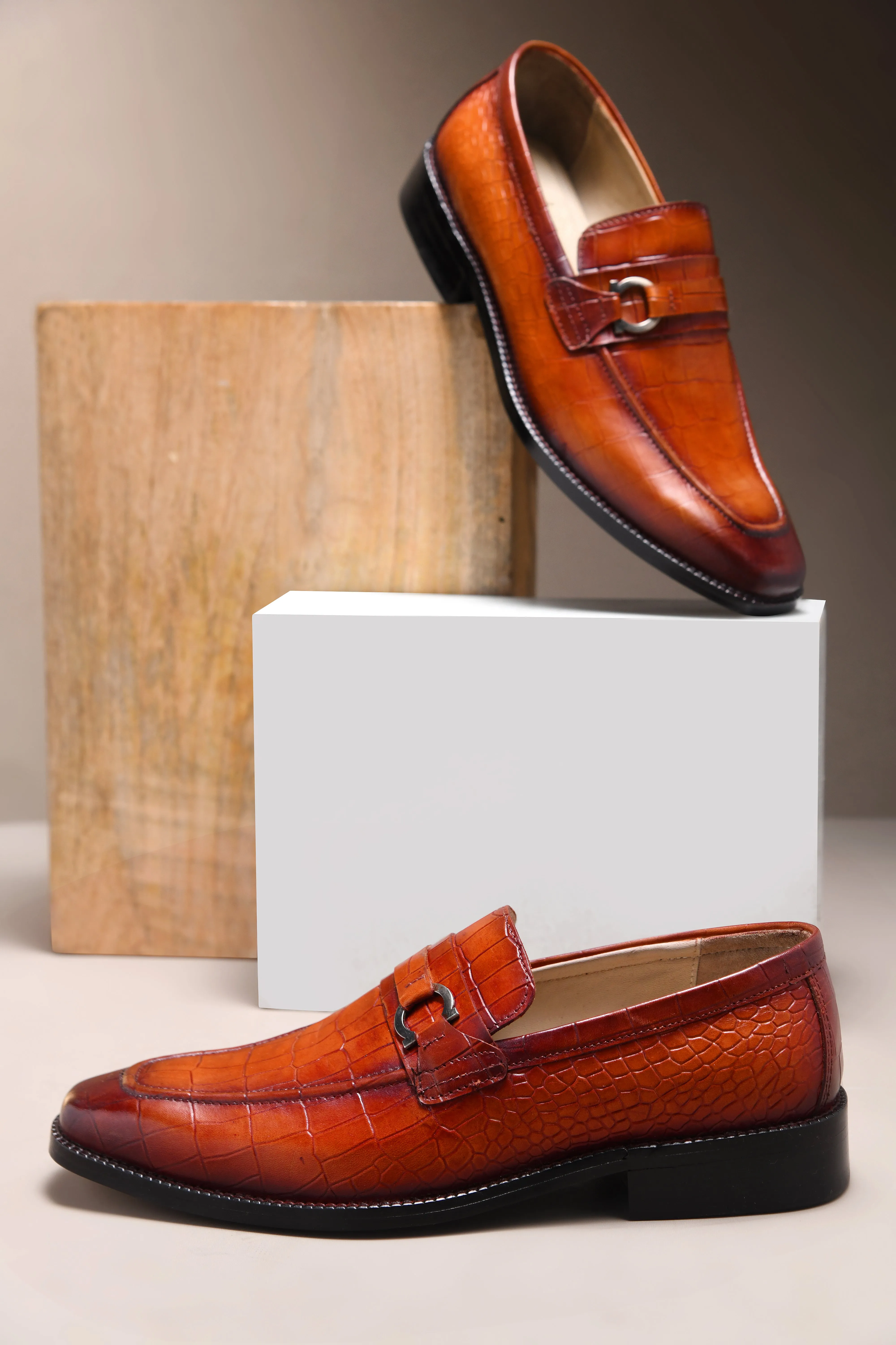 OLD BOY CROCO LOAFER | TAN