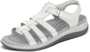 Orthofeet Women's Orthopedic Snake White Leather Amalfi Adjustable Sandals, Size 9.5