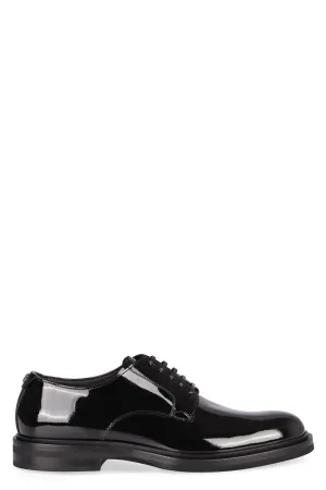 Patent leather lace-up derby shoes