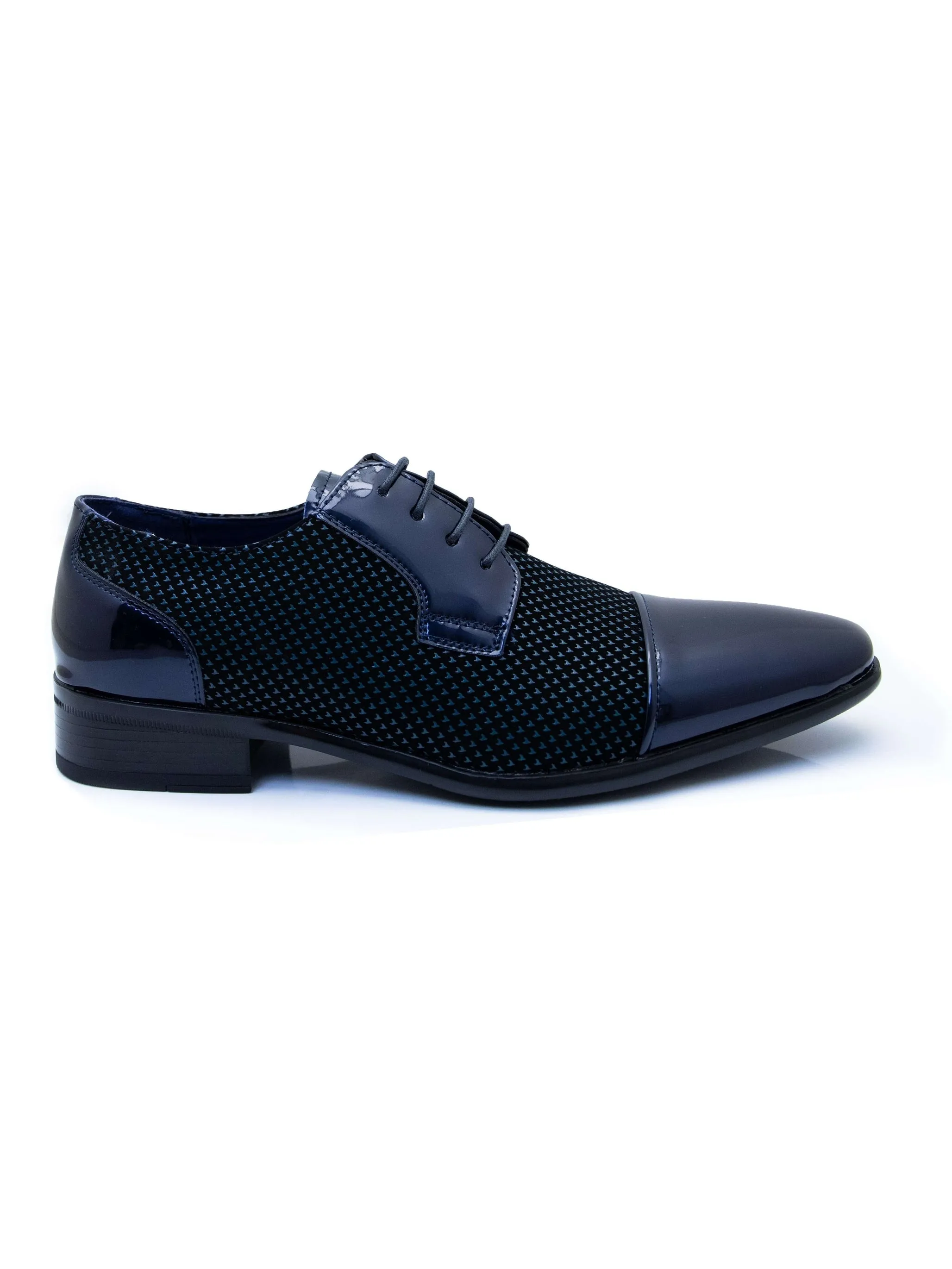 PATENT LEATHER LACE UP SHOES IN TWO TONE