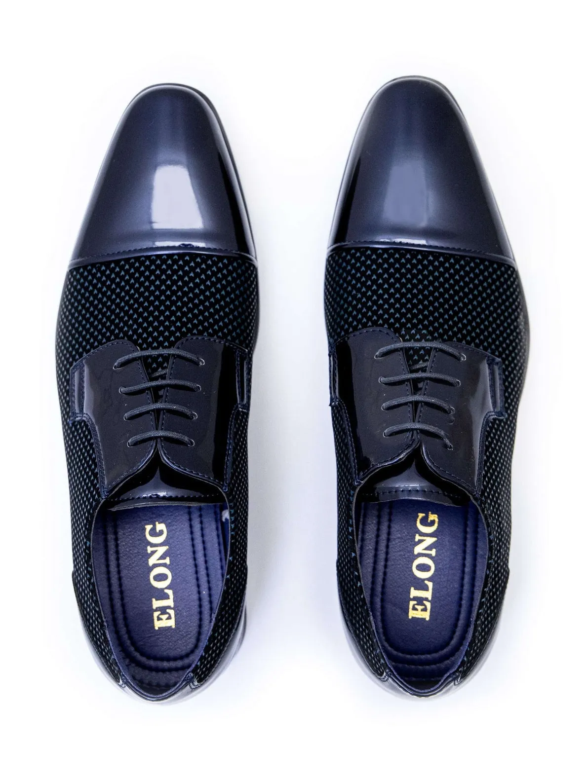PATENT LEATHER LACE UP SHOES IN TWO TONE