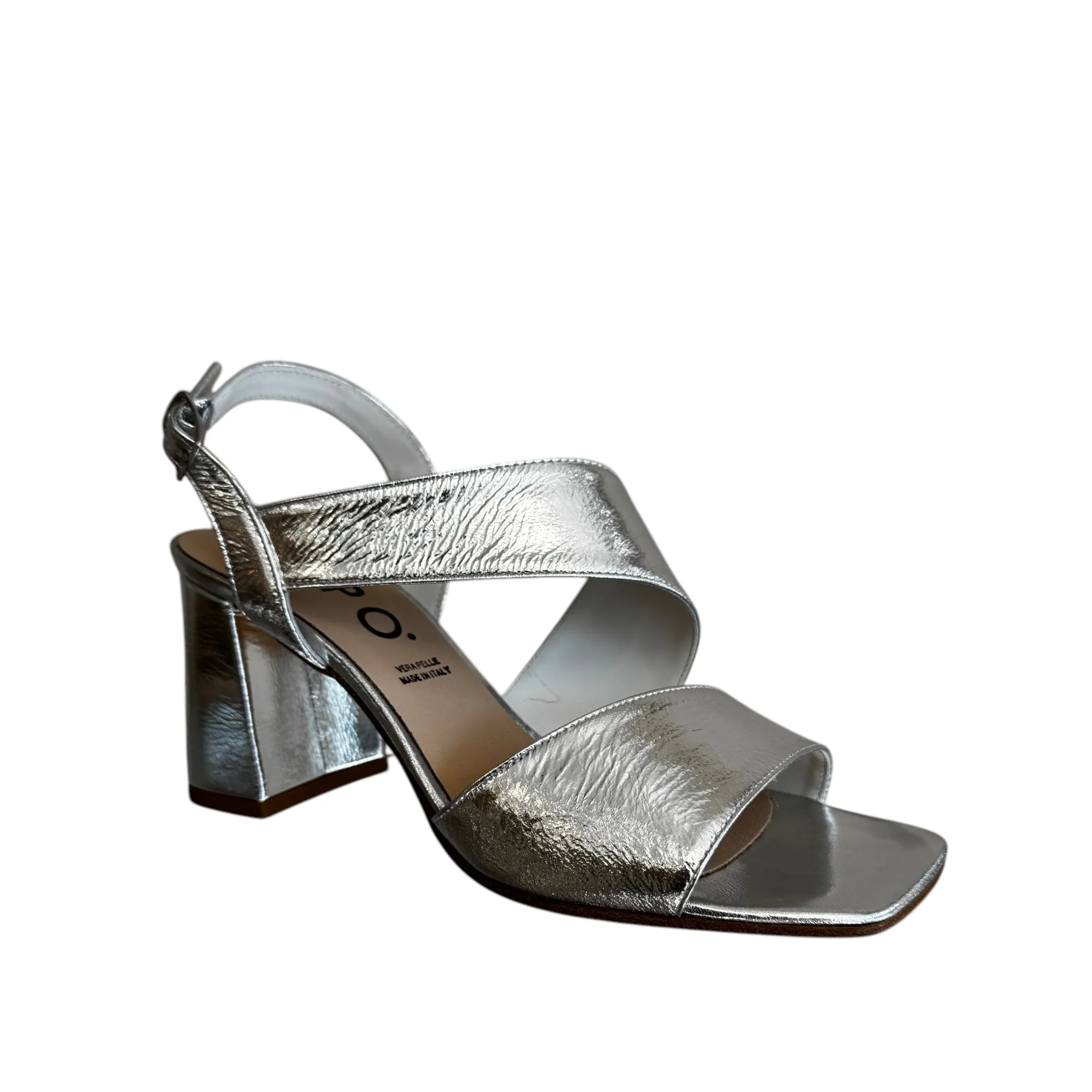 Repo Silver Block Heel Sandal