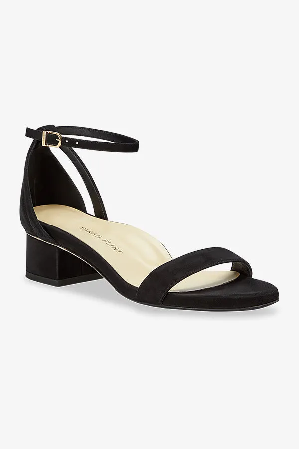 Sarah Flint Perfect Block Sandal 30 :: Black Suede