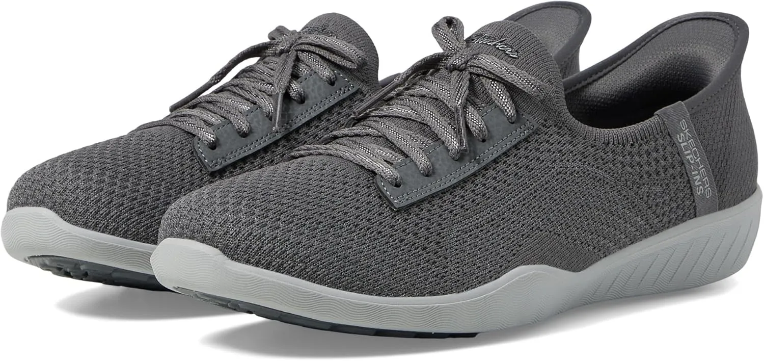 Skechers Modern Comfort Women's Women's Newbury ST-Our Time Hands Free Slip-Ins Sneaker, Charcoal, 9.5