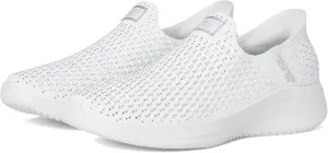 Skechers Sport Women's Women's Martha STEWAR Ultra Flex 3.0-Dazzling Hands Free Slip-INS Sneaker, White/Silver=WSL, 5