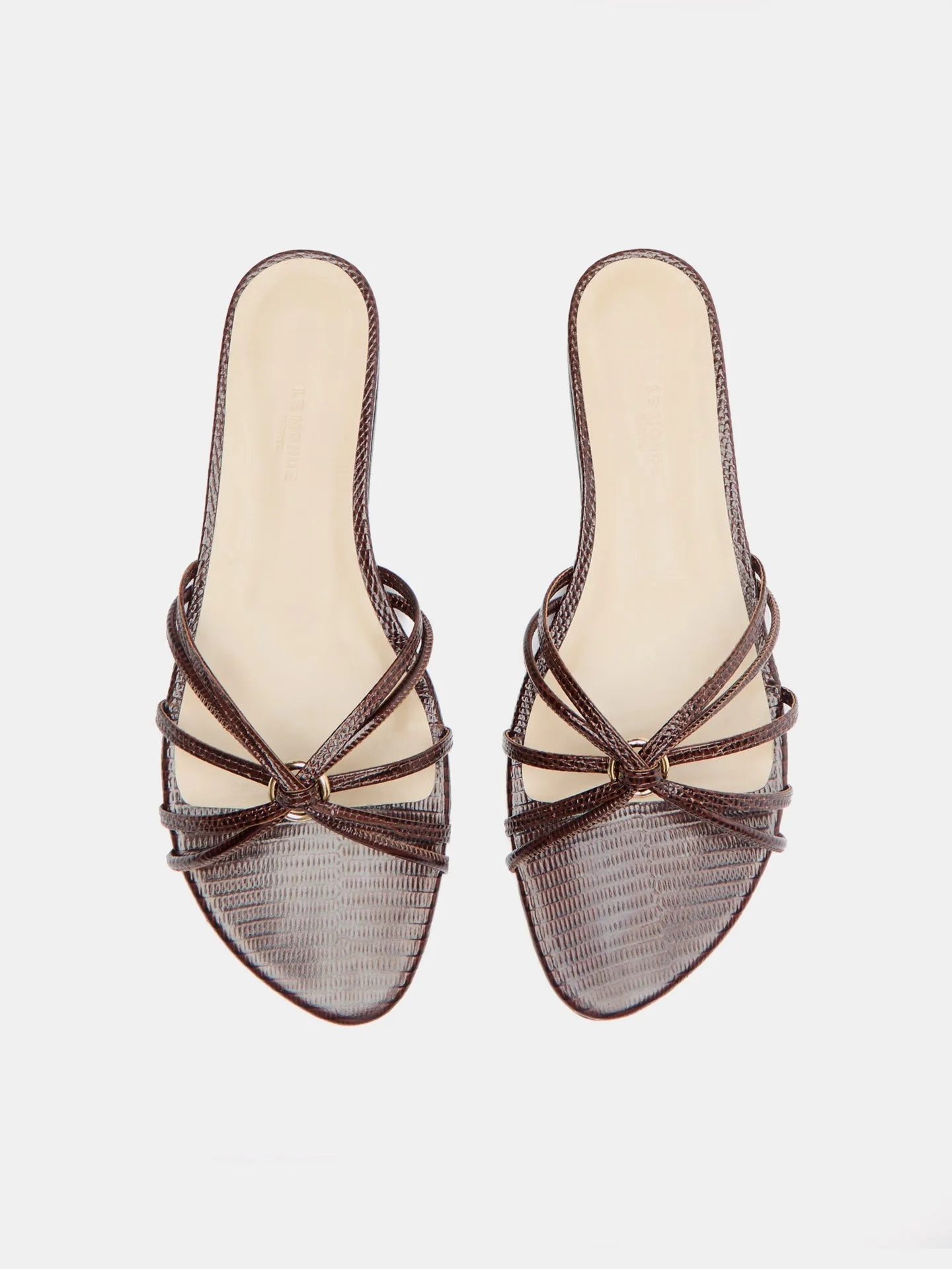 Sofia Strappy Sandal / Bruciato Leather Snake Effect