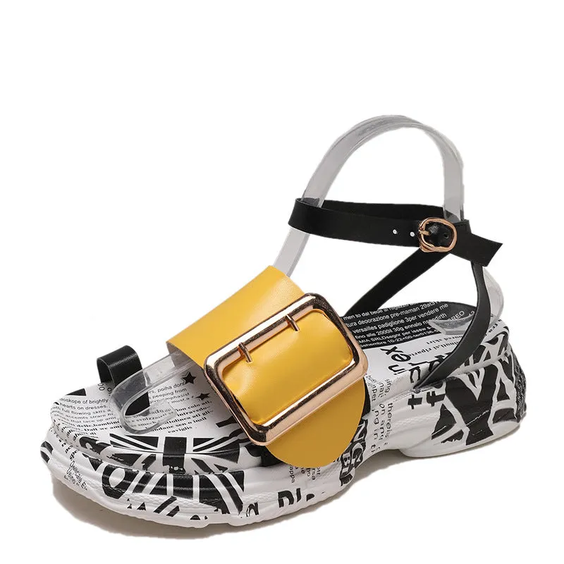 Sole Print Buckle Sandal