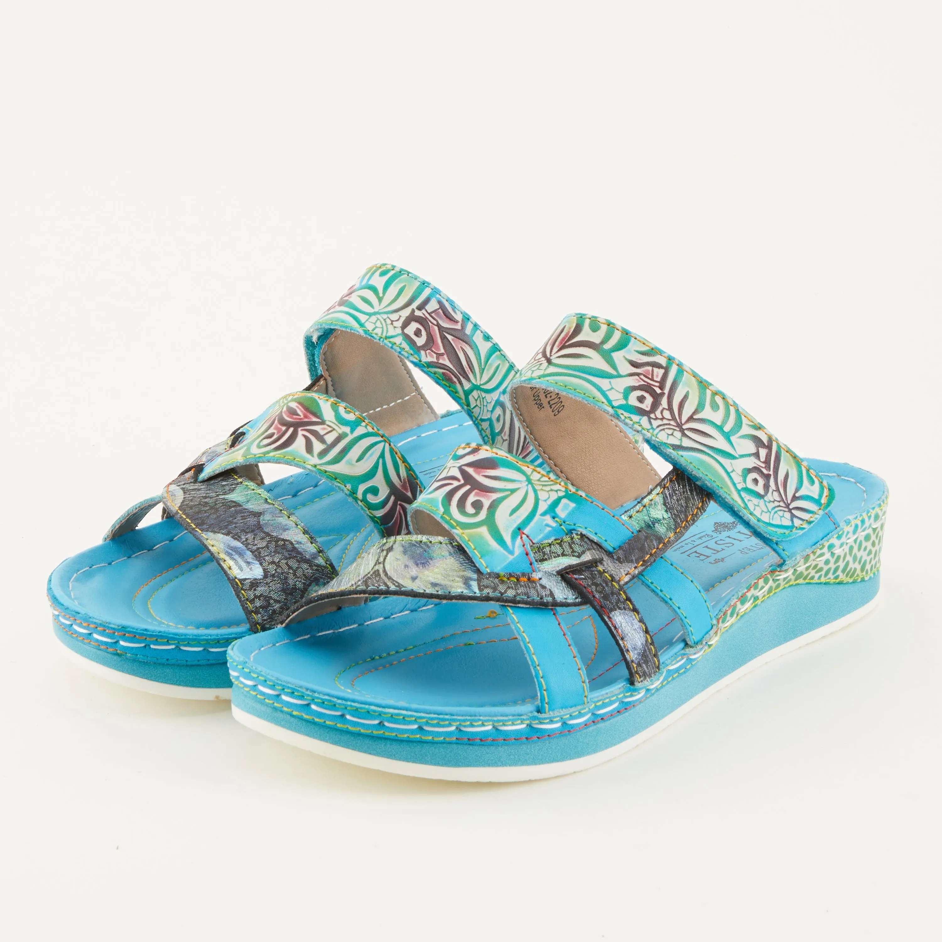 Spring Step Shoes  L'Artiste Caiman Slide Sandal Women’s Hand Painted Leather