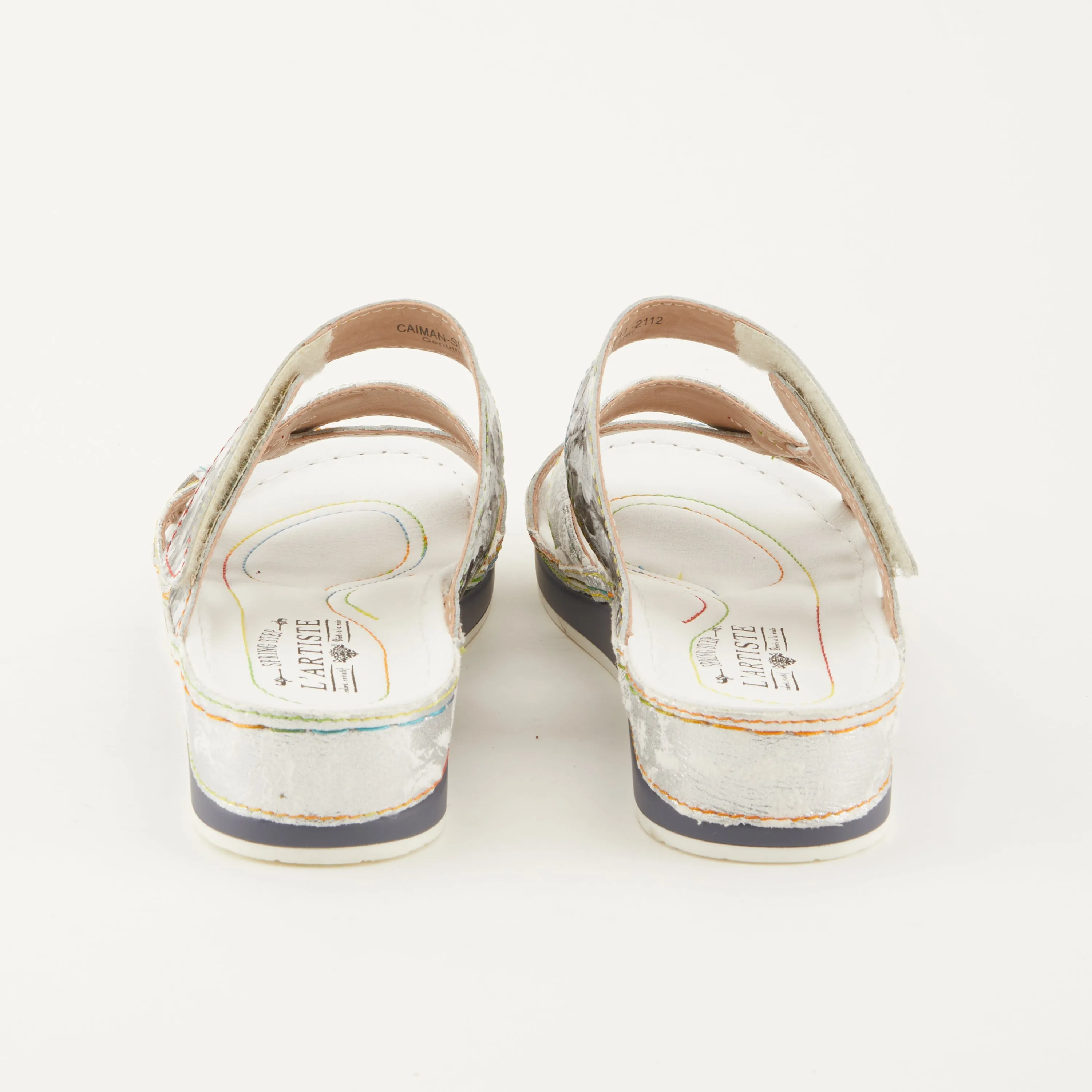 Spring Step Shoes  L'Artiste Caiman Slide Sandal Women’s Hand Painted Leather