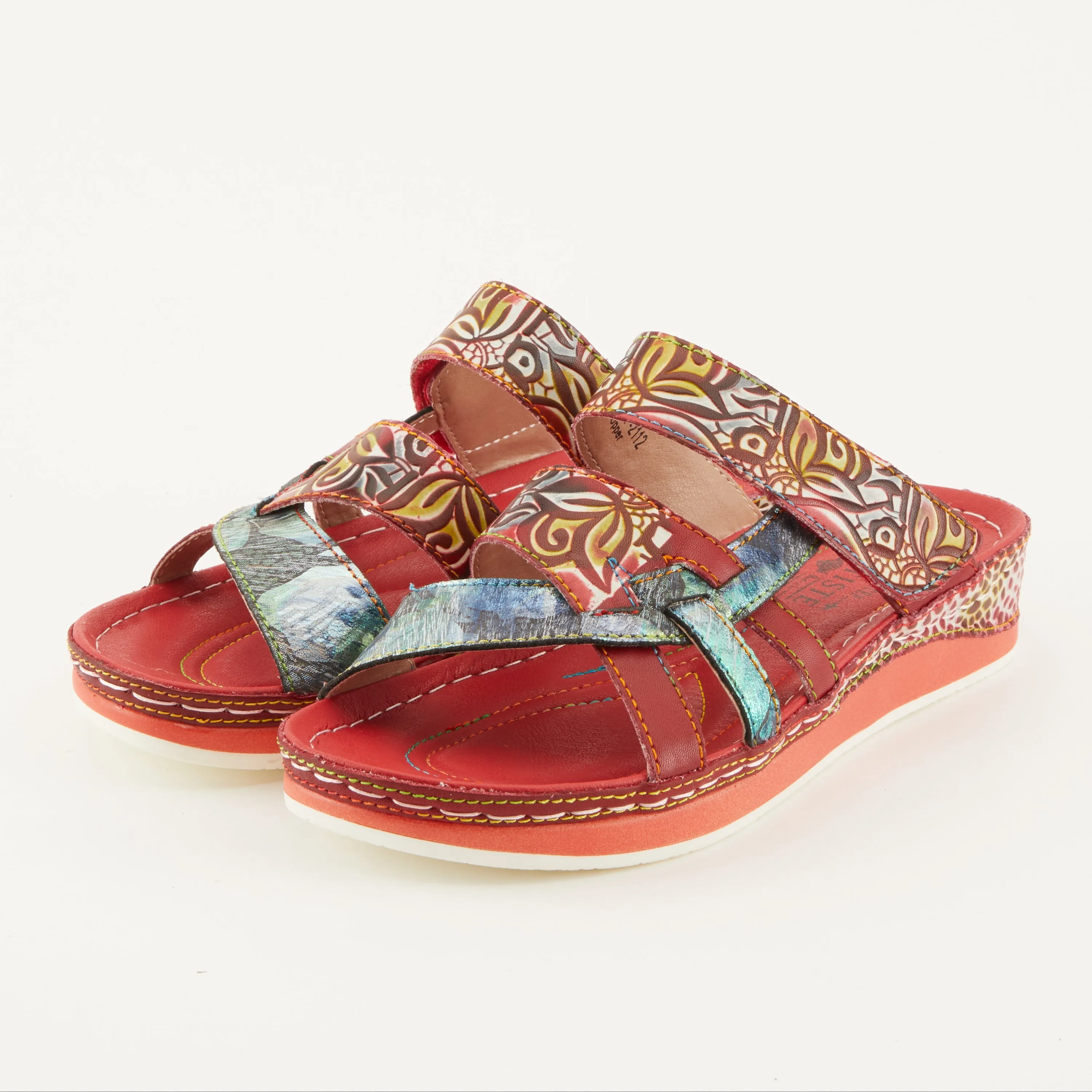 Spring Step Shoes  L'Artiste Caiman Slide Sandal Women’s Hand Painted Leather